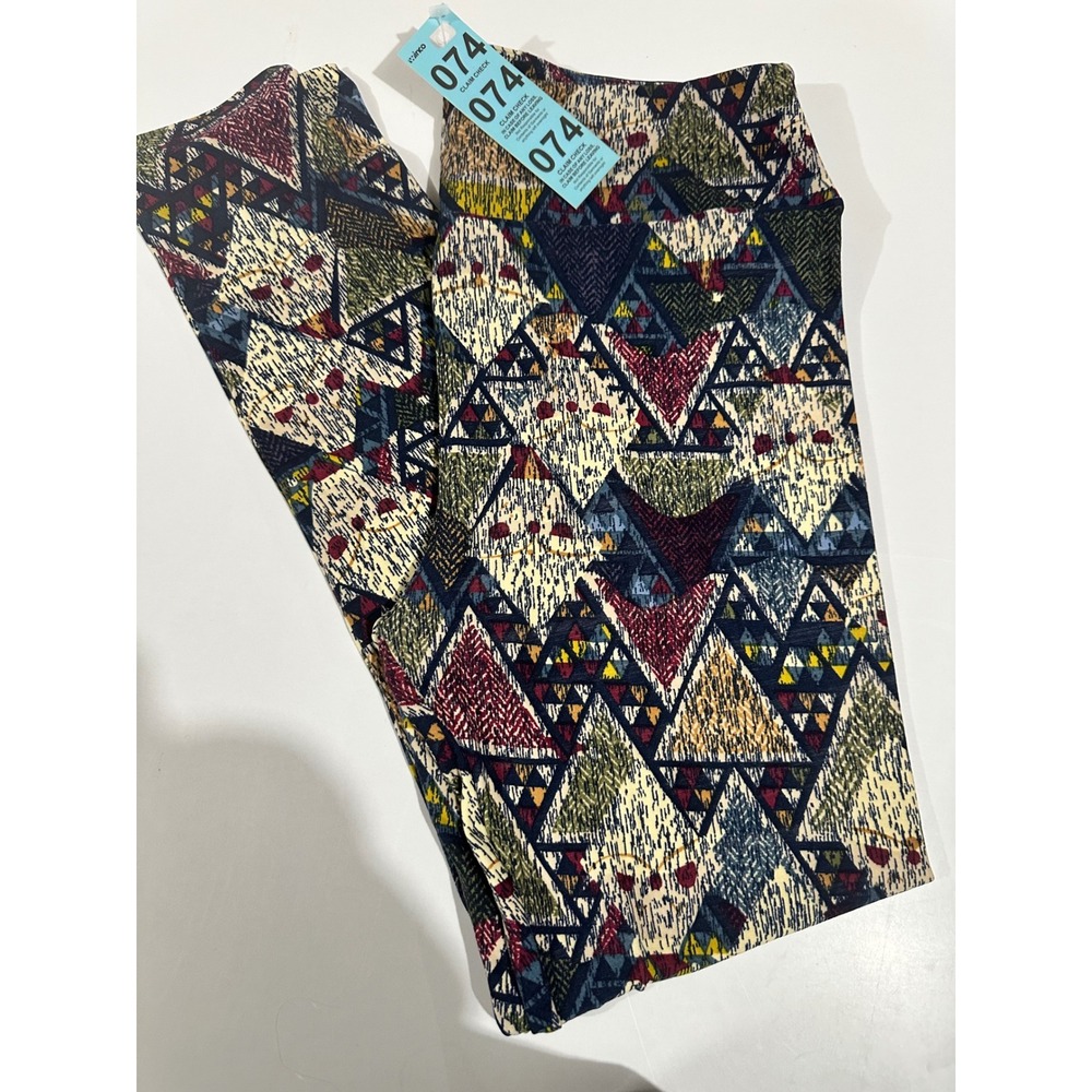 LuLaRoe Tall & Curvy Leggings Geometric Triangle Print Multi Color TC 12-18